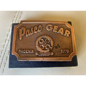 Vintage COPPER Pasco Gear Trucker Belt Buckle 1979